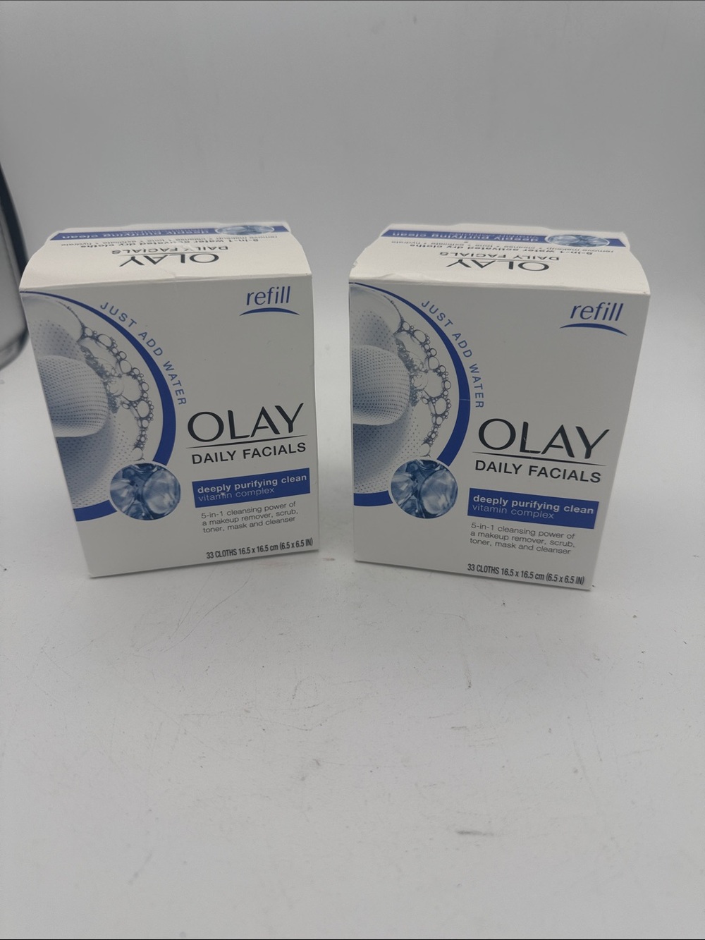2 pkgs OLAY Daily Facials Refill  refills 5 in 1 cleansing makeup removal toner